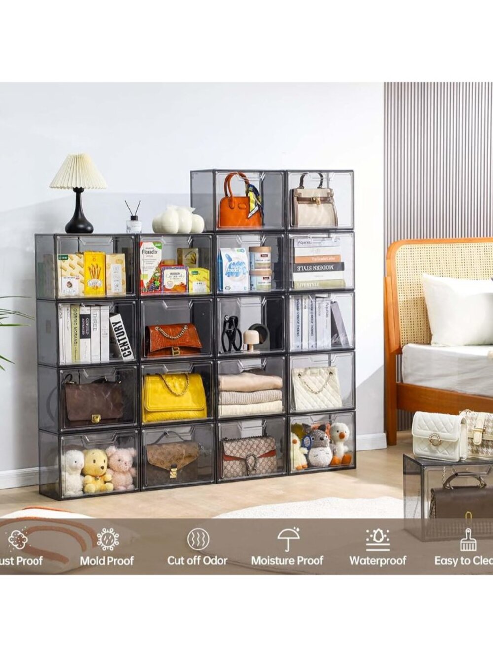 Purse Organizer for Closet,Clear Acrylic Display Case for Handbag Organizer, Pur - Picture 6 of 6